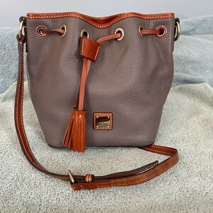 Dooney & Bourke Gray and Brown Leather Shoulder Bag
